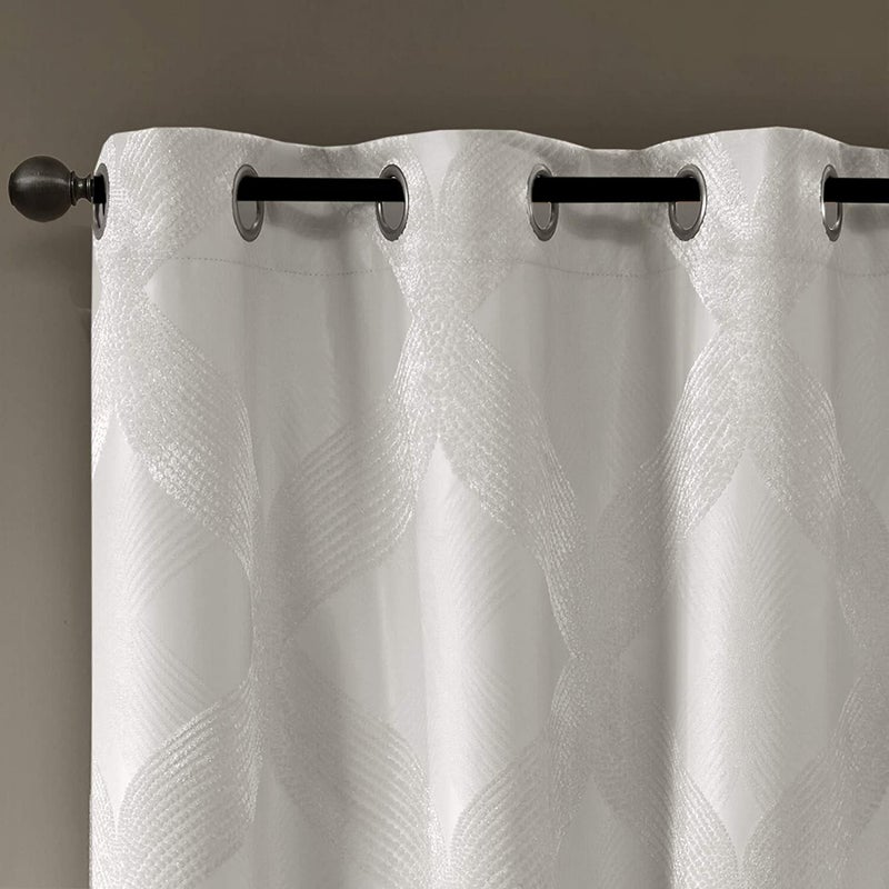 SUNSMART Sun Smart Bentley Total Blackout Curtains Window, Ogee Knitted Jacquard, Grommet Top Living Room Decor, Thermal Insulated Light Blocking Drape for Bedroom and Apartments 50x108, Ivory - Image 3
